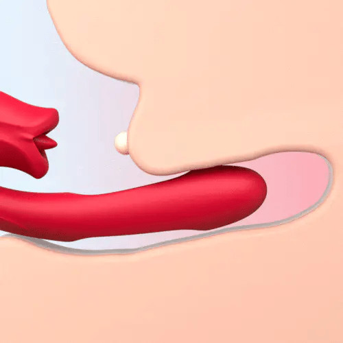 Mouth-Shaped Biting & Flapping Sucking G-Spot Vibrator Dildo