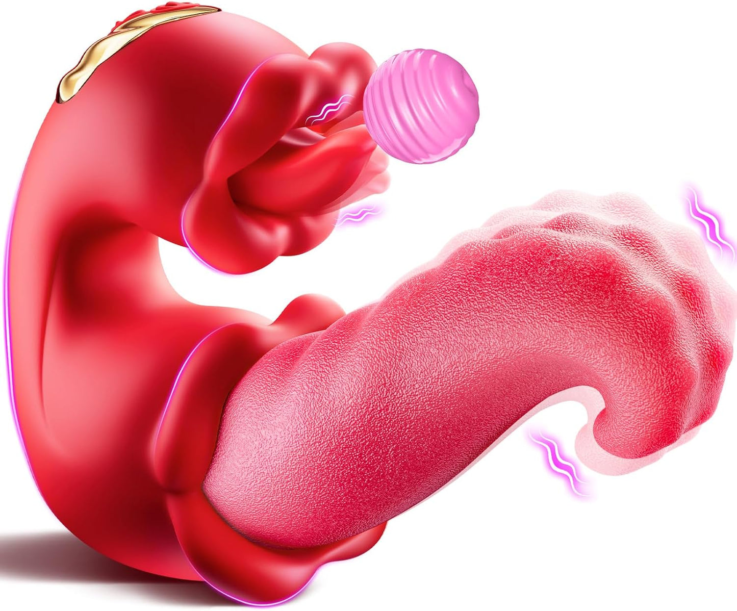 C-Rose-Tongue Thrusting Vibrator with 10 Licking Clitoral & 10 Vibration Modes