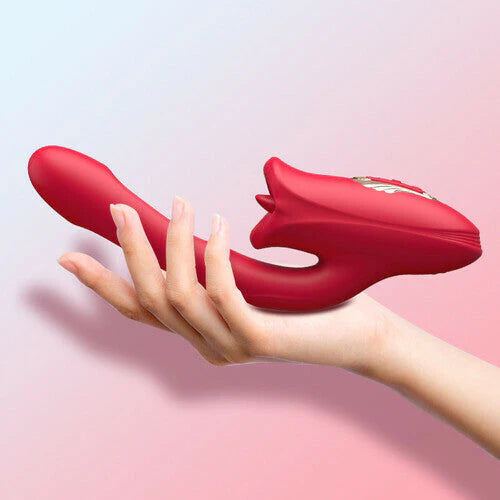 Mouth-Shaped Biting & Flapping Sucking G-Spot Vibrator Dildo