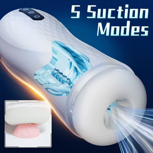 SQUIRTLOVE - Language Voice Male Stroker Masturbator With Heated Base, 5 Suction 10 Vibration