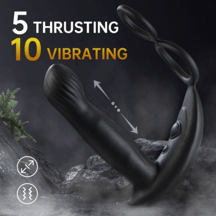 Squirtlove - 5 Thrusting 10 Vibrating Direct Prostate Massager with Cock Ring