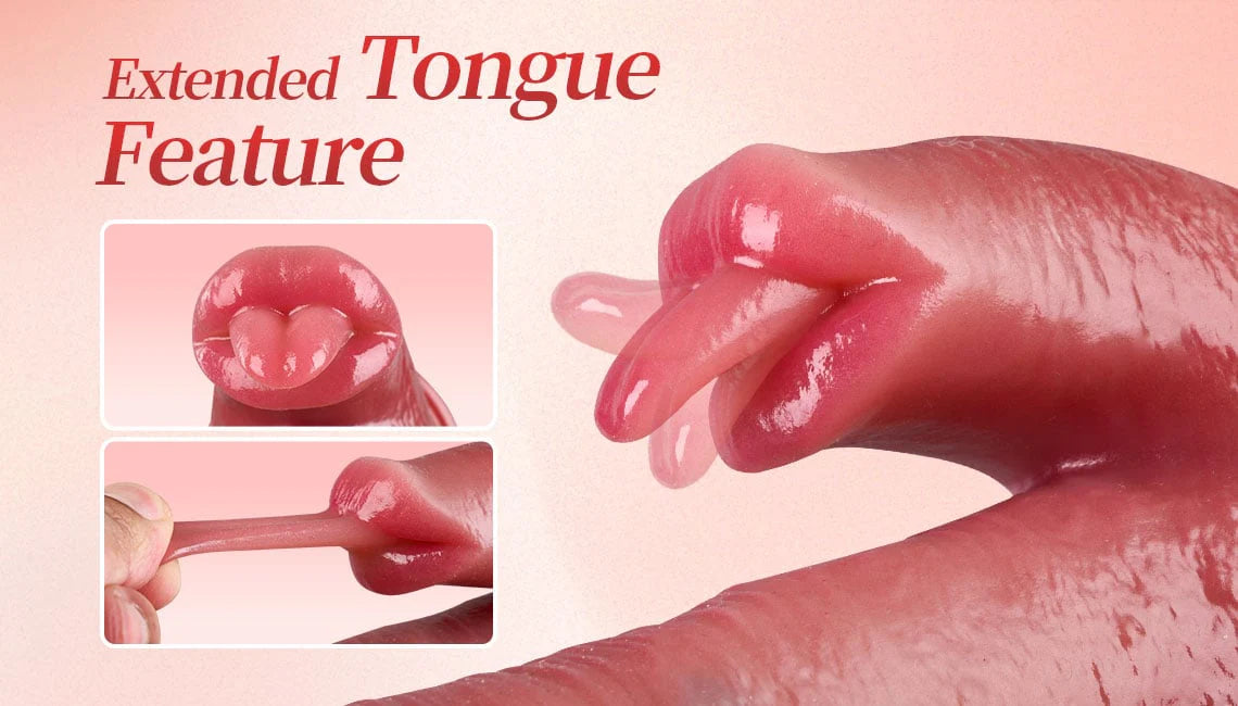 Licking-Heating Thrusting Swinging Lifelike Dildo Vibrator, Suction Cup Dildo