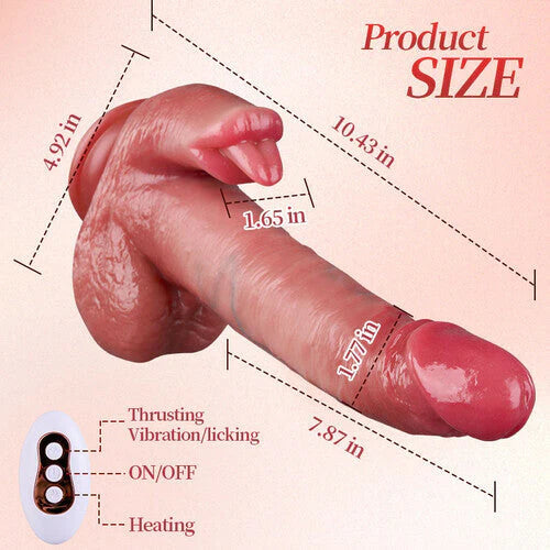 Licking-Heating Thrusting Swinging Lifelike Dildo Vibrator, Suction Cup Dildo