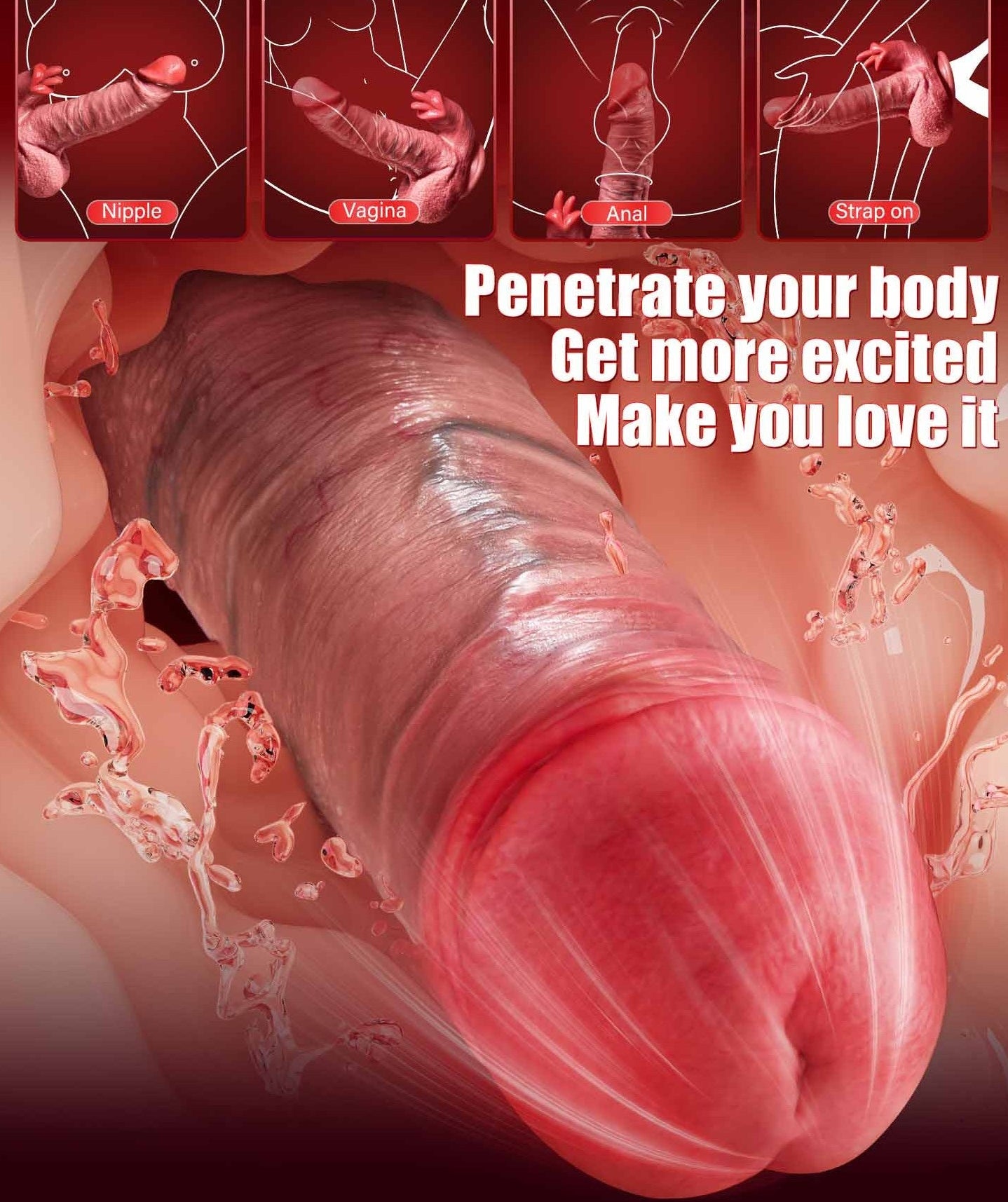 9.25in Heating &Licking&Thrusting Pro Dual-Tongue Upgrade Dildo Lifelike Suction Cup Dildo