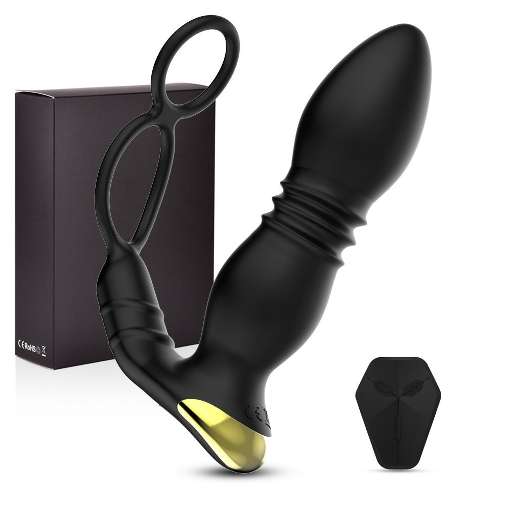 Iphisi New Double Ring Cock Ring Prostate Massager Remote Control Telescopic Anal Plug Vibrator Sex Toy
