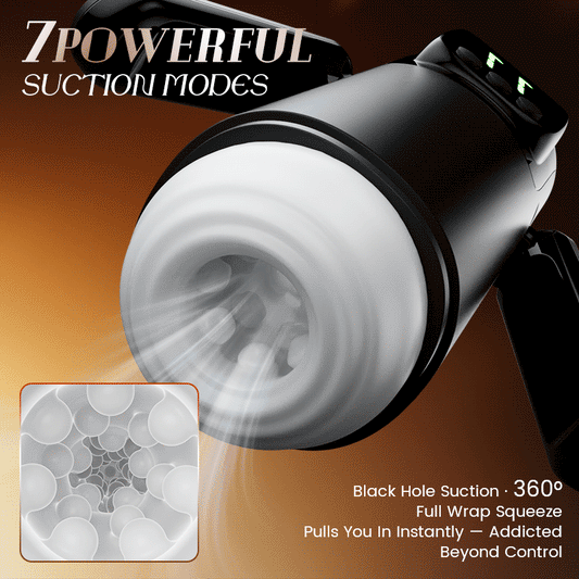 Phantom - 7 Suctions 7 Vibrations Dual Handles Large Granule Channel Texture Male Stroker