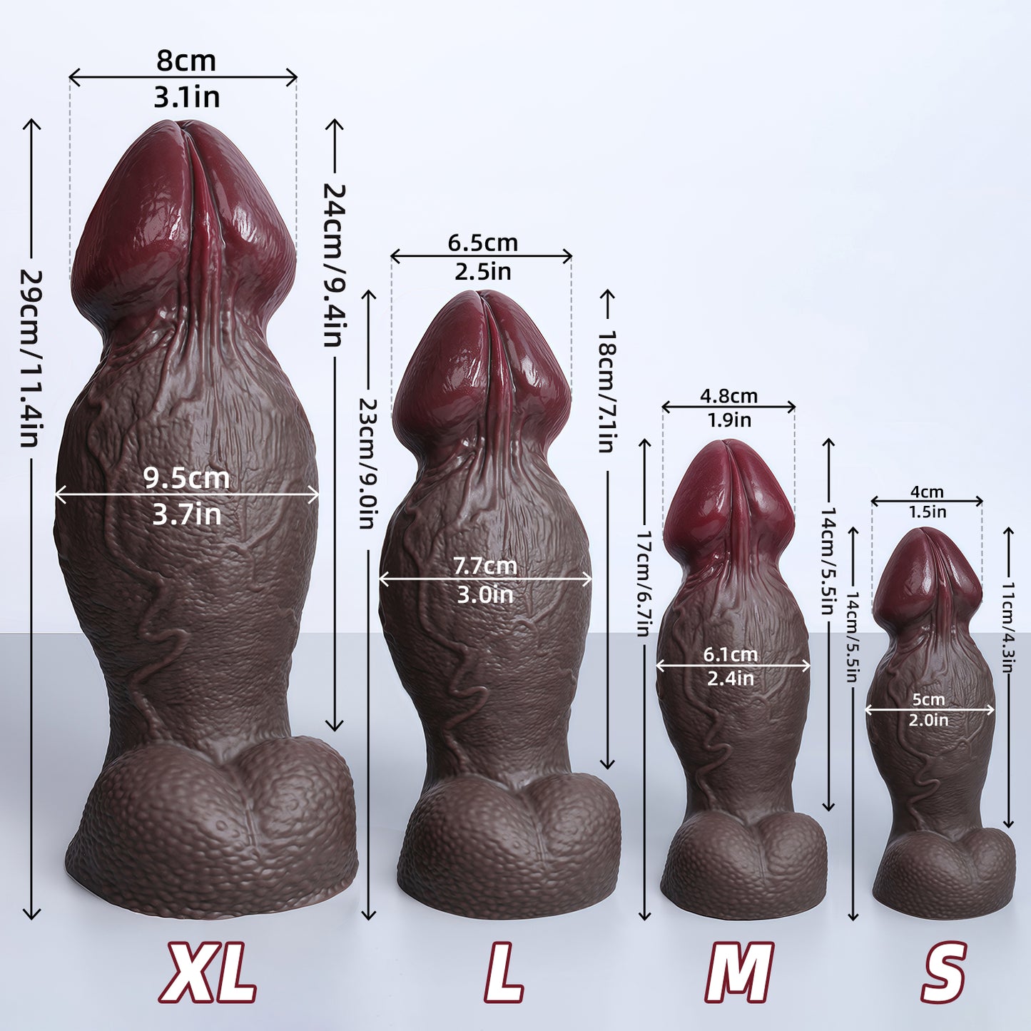 Realistic Large Dildo Anal Plug Nude & Coffee
