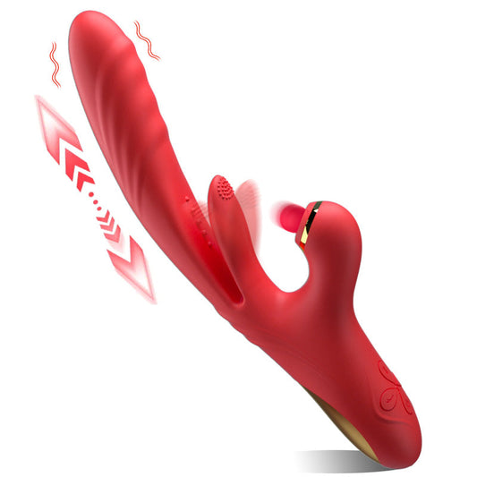 5 IN 1 Thrusting Vibrator with Licking Vibration, Warming & Clit Tapping