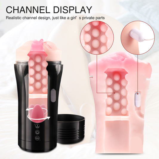 Sharon - Rechargetable Male Masturbator Stroker, 10 Licking & Vibrating