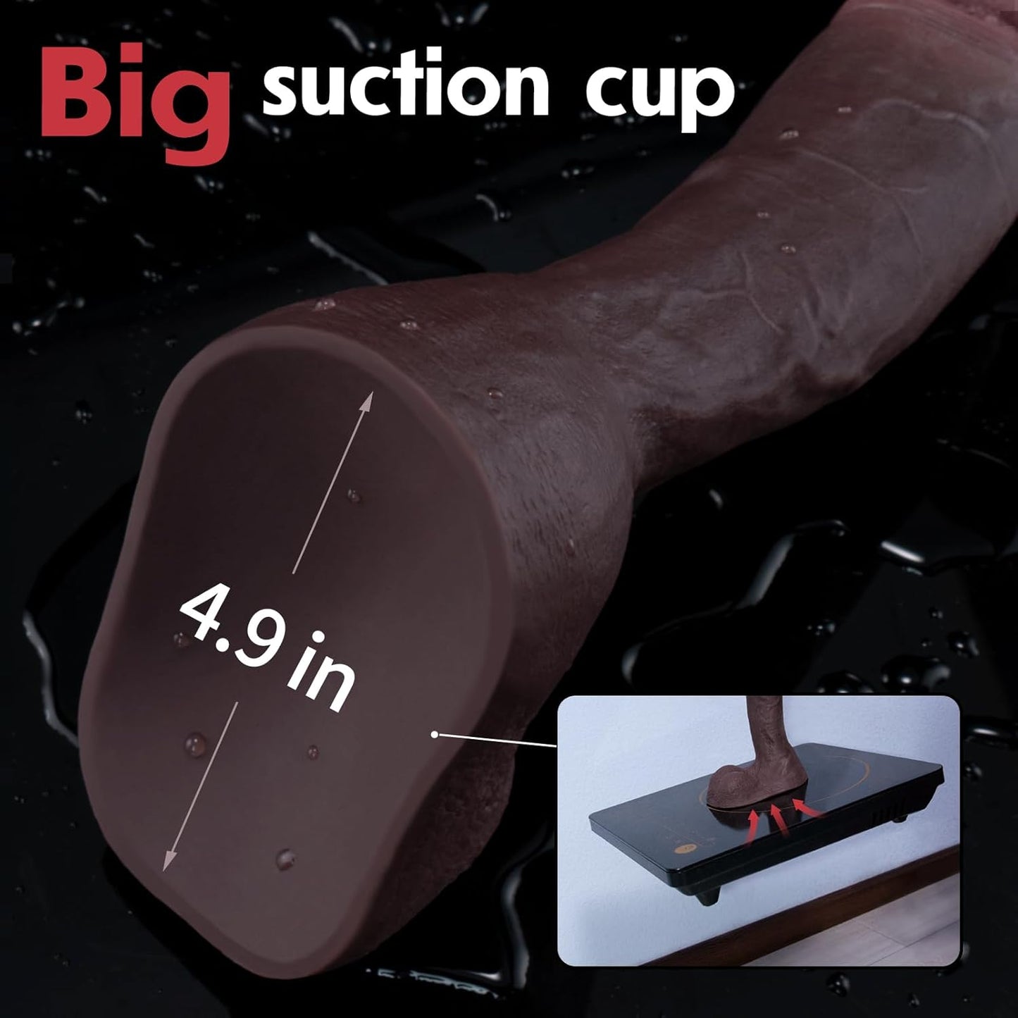 Realistic Big Silicone Dildo with Strong Suction Cup(Coffee & Flesh)