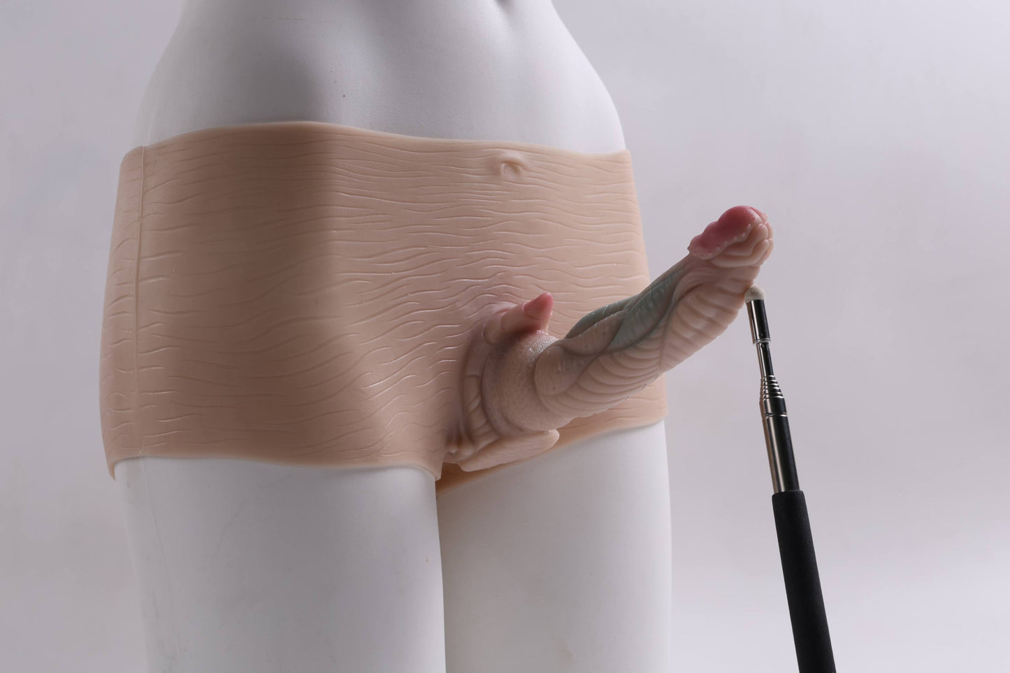Monster-Strap On Dildo, 2 in 1 with Asshole Opening & Insertable 6.7" Solid Dick(Ivory)