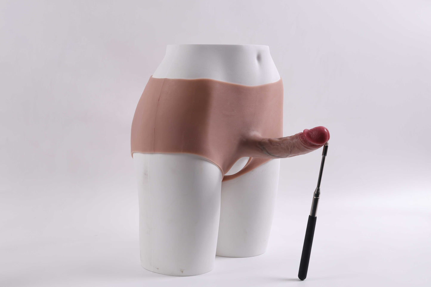 Mayra-Strap On Dildo, 2 in 1 with Vulva Opening & Insertable 7.1" Solid Dick(Flesh)