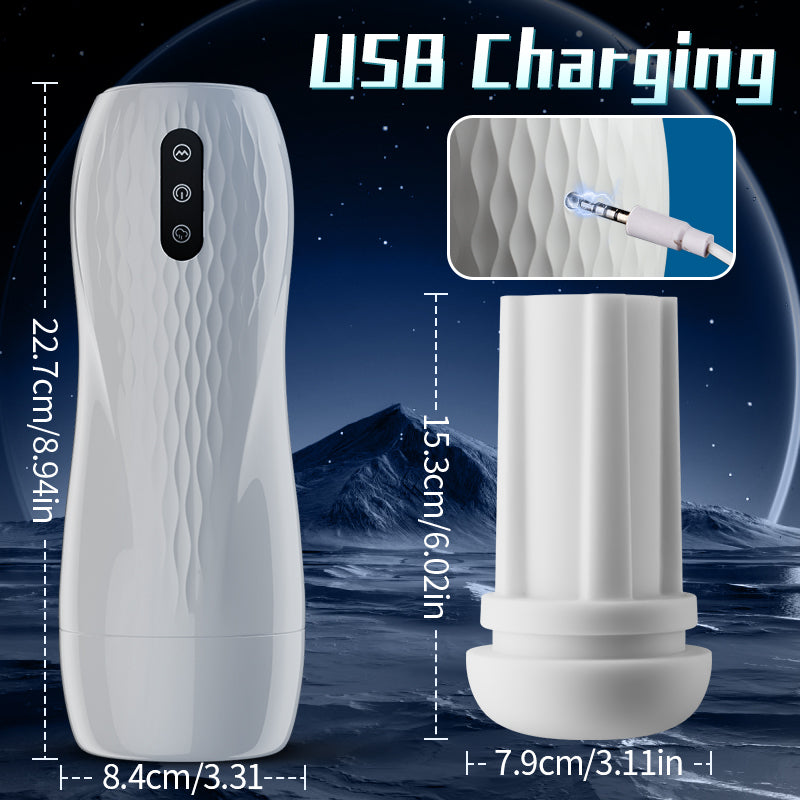 SQUIRTLOVE - Language Voice Male Stroker Masturbator With Heated Base, 5 Suction 10 Vibration
