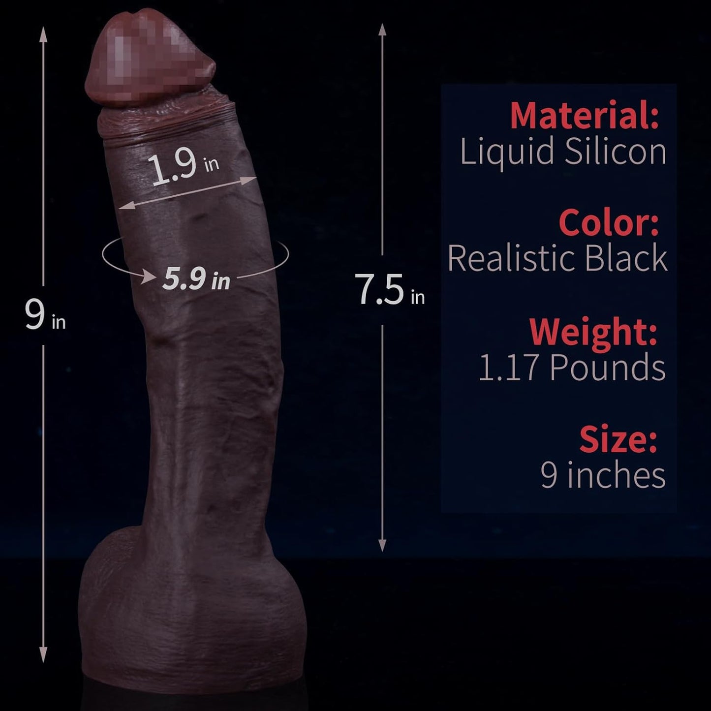 Realistic Big Silicone Dildo with Strong Suction Cup(Coffee & Flesh)