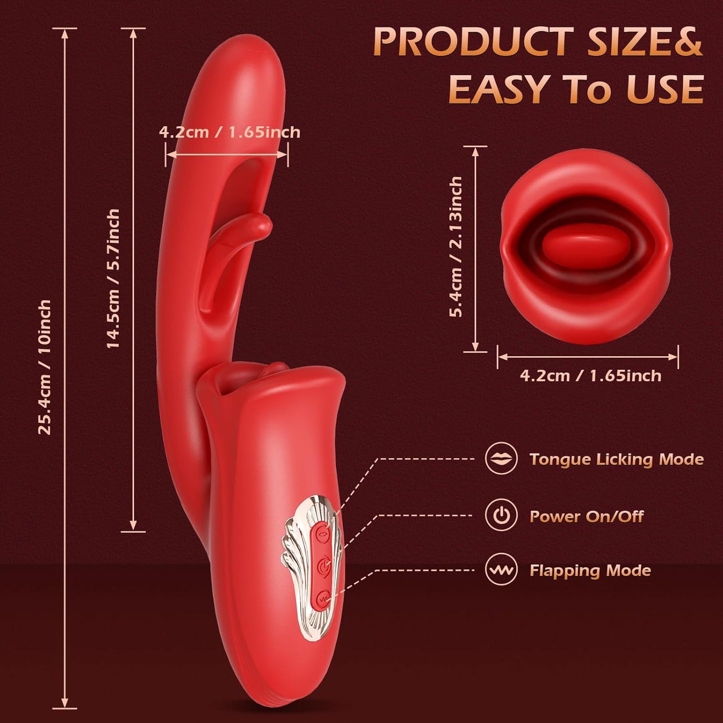 Mouth-Shaped Biting & Flapping Sucking G-Spot Vibrator Dildo