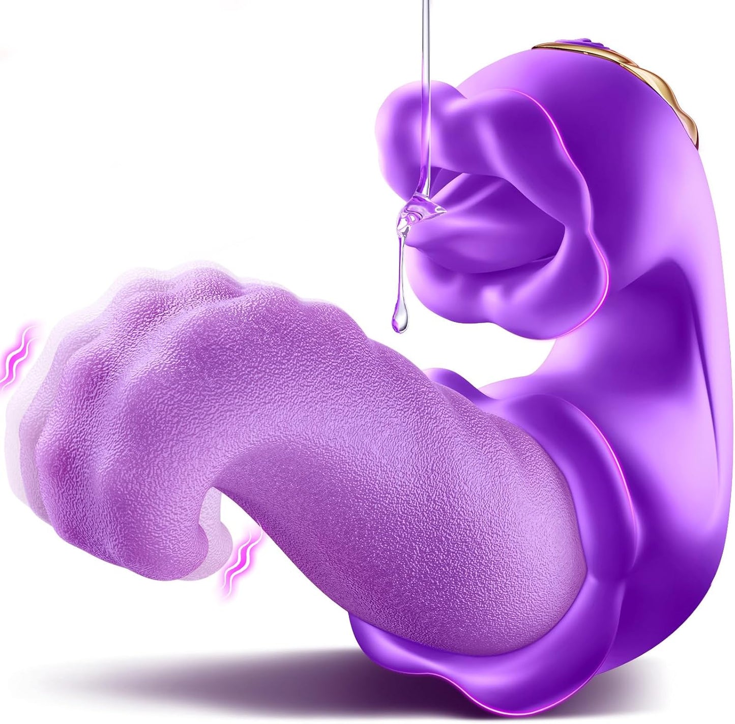 C-Rose-Tongue Thrusting Vibrator with 10 Licking Clitoral & 10 Vibration Modes