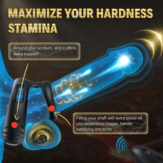 Remote Vibrating Cock Ring Male Sex Toys - Silicone Penis Ring Adult Toys For Men With 10 Intense Vibrations, Stretchy Dual Ring Mens Vibrator for Longer Erections, Male Adult Sex Toys for Men Couples