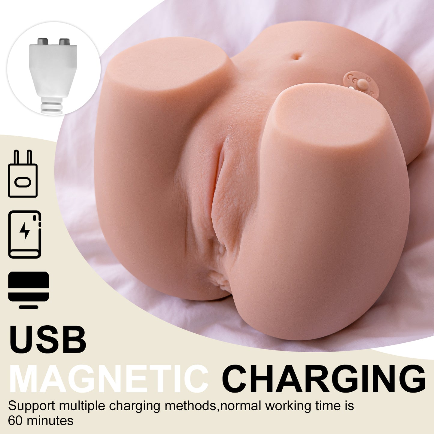 Connie-Lifelike 2 IN 1 Vibrating Sex Doll, with Vagina and Anus Channels