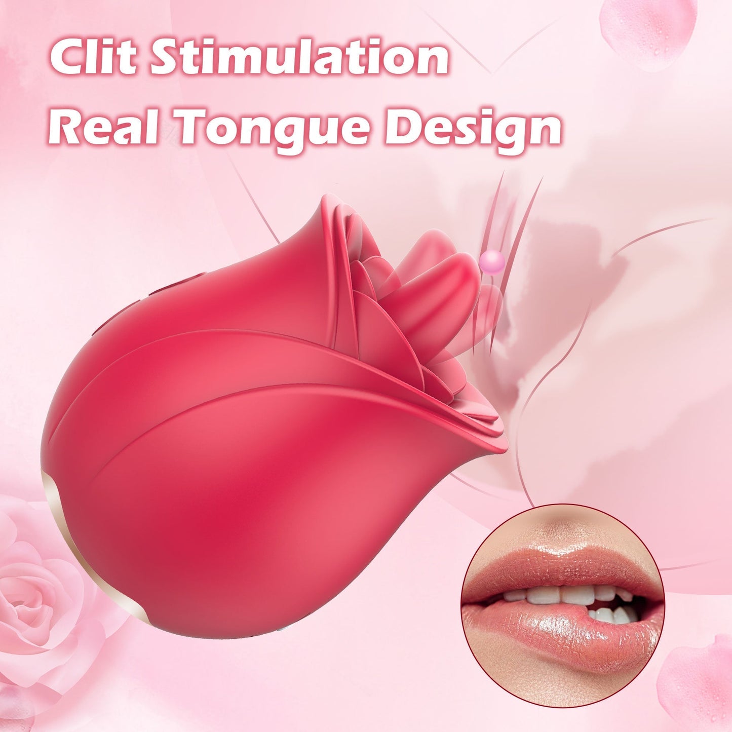Rose Vibrator with Tongue Licking Patterns