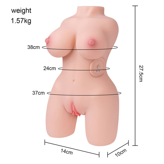 Kosey-3.46LB Vibrating Sex Doll with Soft Boobs, Vagina& Anus Channels, 3 in 1 Doll