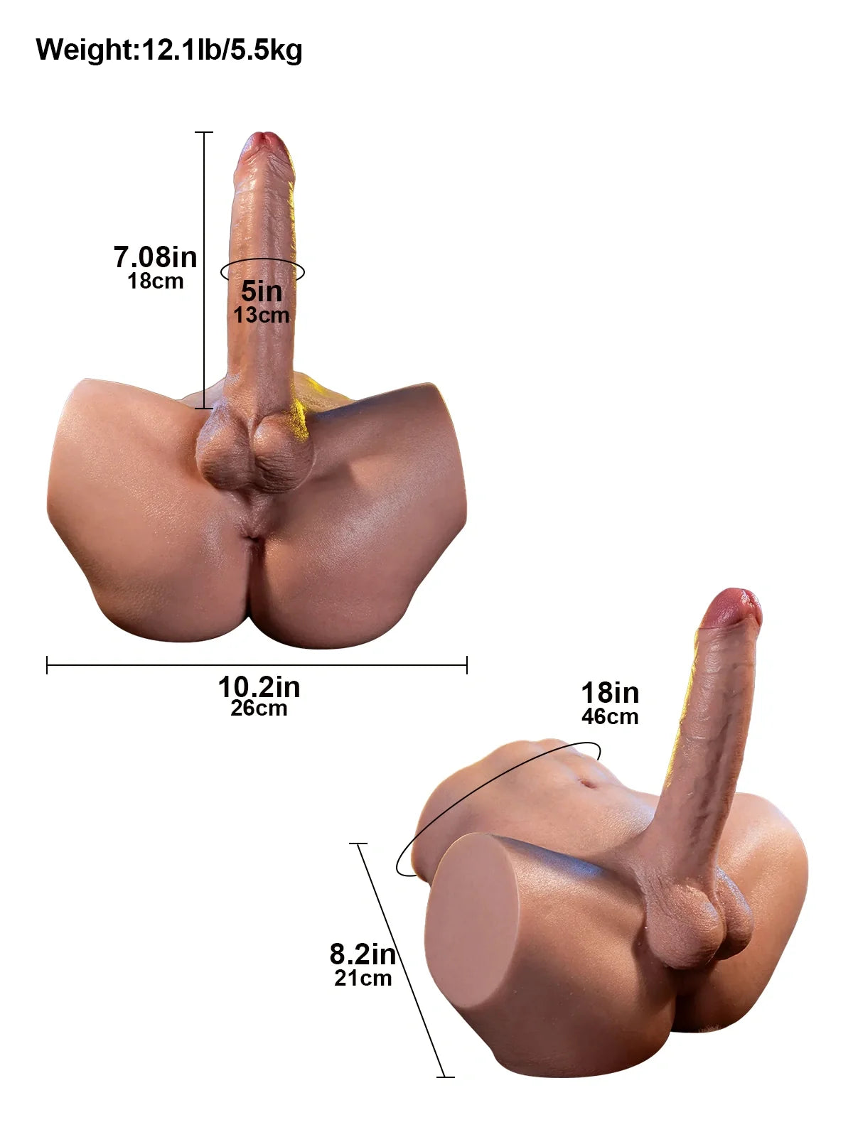 Kane | 12.1LB Silicone Male Sex Torso with Soft Dual-Layer 7" Dildo