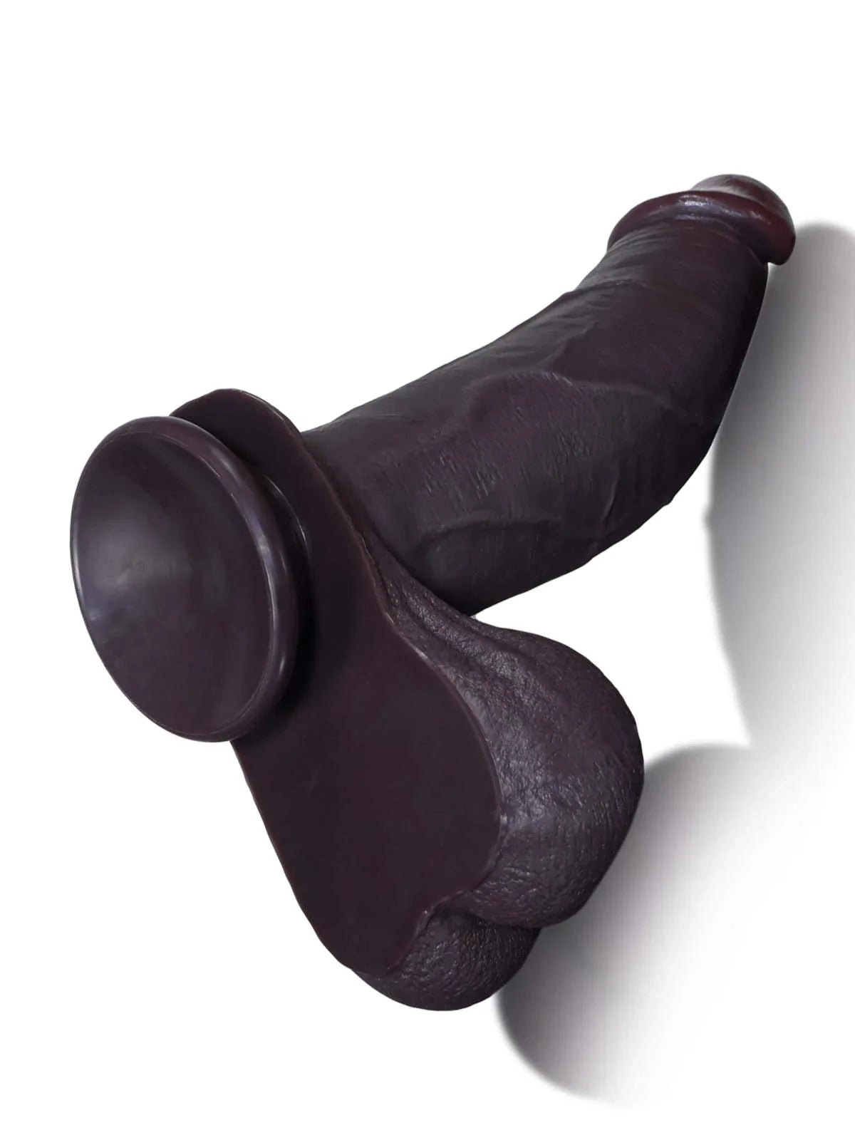 Reed | 10.5" x 2.4" Long Thick Soft Sliding Skin Black Dildo with and Swinging Moving Balls