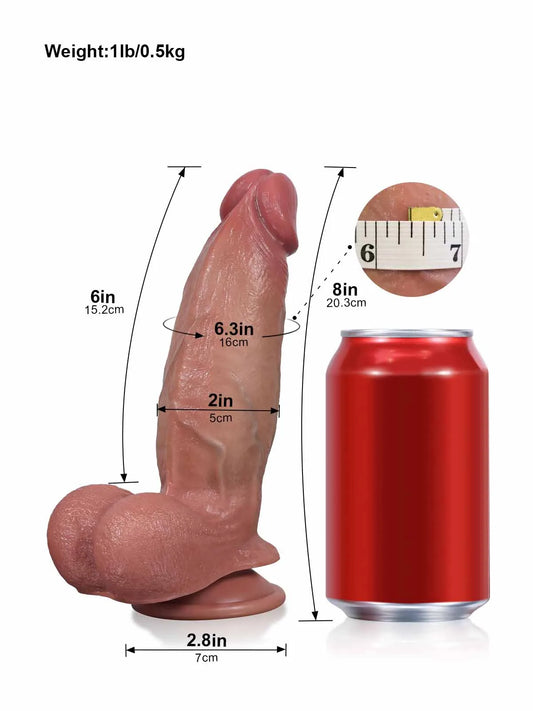 Cato | 8" x 2" Realistic Sliding Skin Dildo with a Natural Veiny Look