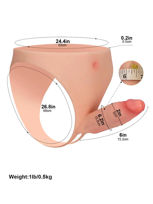 Casey | 6" x 2" Hollow Open Ball Platinum Silicone Wearable Strap On Hard / Soft Version