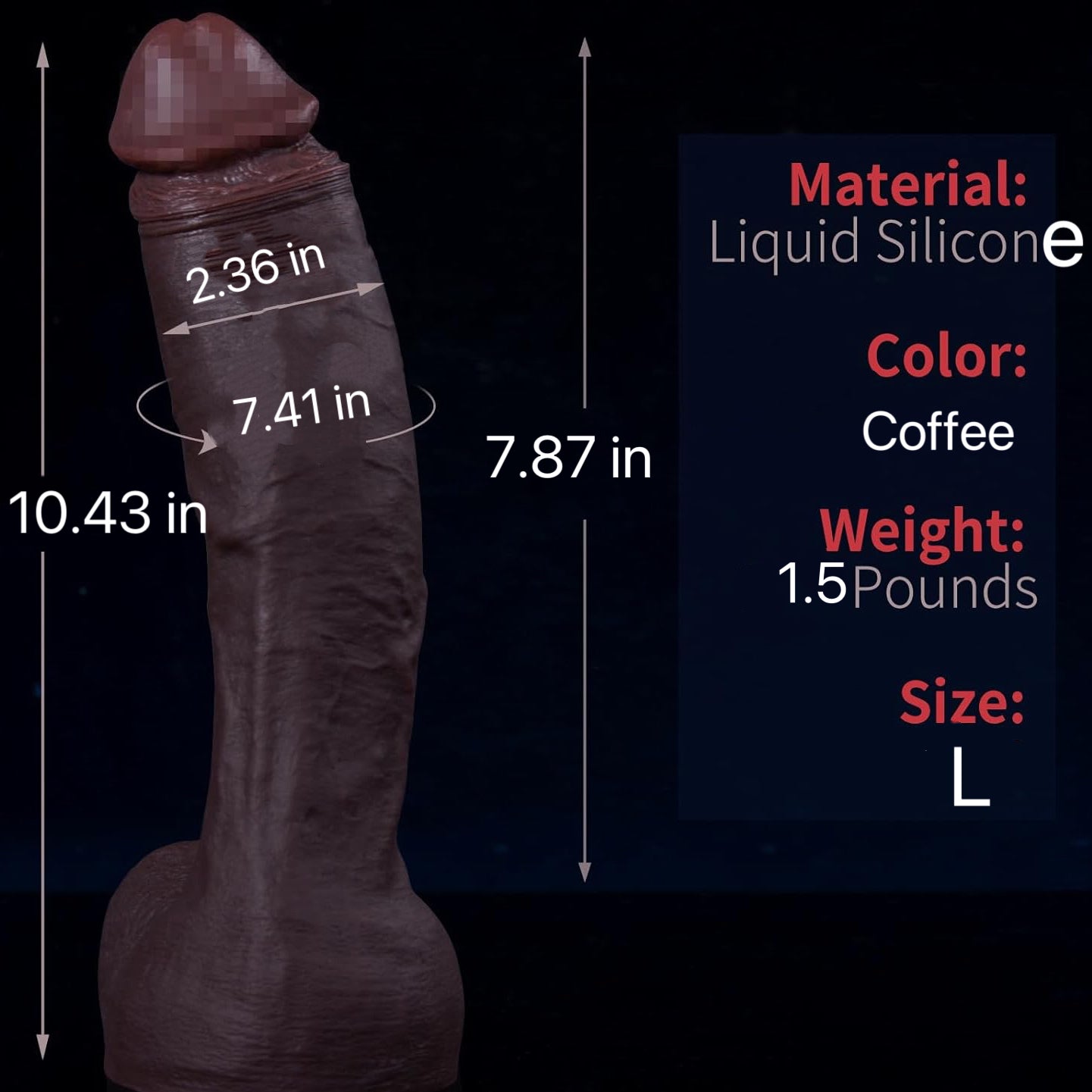 10.43IN/8.66IN Realistic Big Silicone Dildo with Strong Suction Cup(Coffee & Flesh)