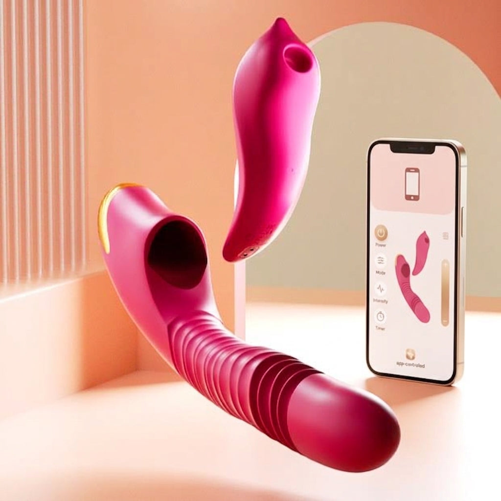 2-in-1 Detachable Dildo Vibrator with Heating, Sucking & Thrusting | App Controlled