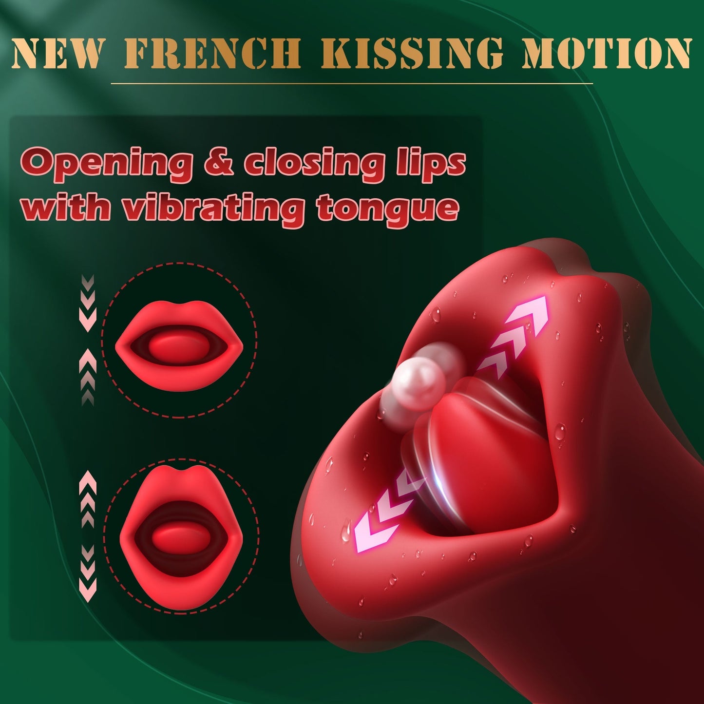 Mouth Vibrator with Kissing Function & Vibrating Tongue
