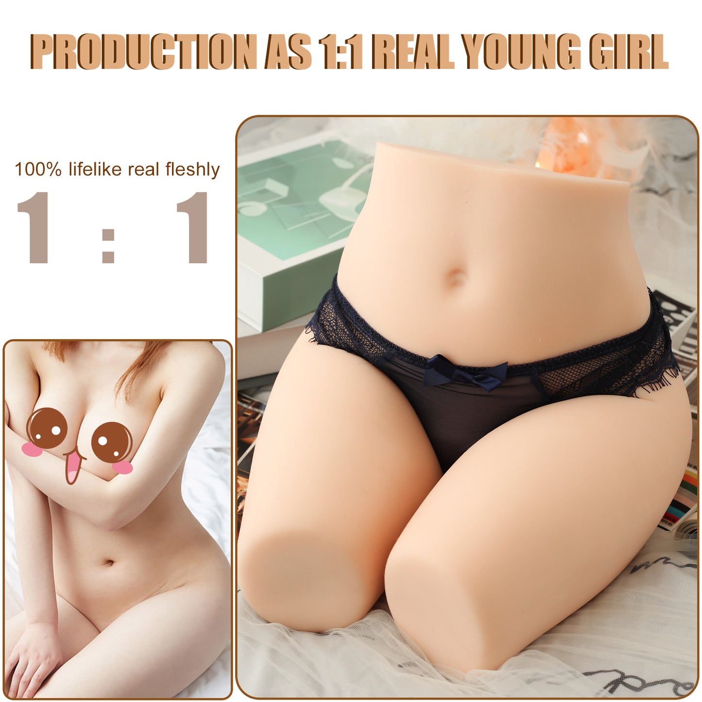 Annabel -1:1 Lifesize Sex Butt with Lifelike Vagina & Anus, 2 in 1 Doll Torso