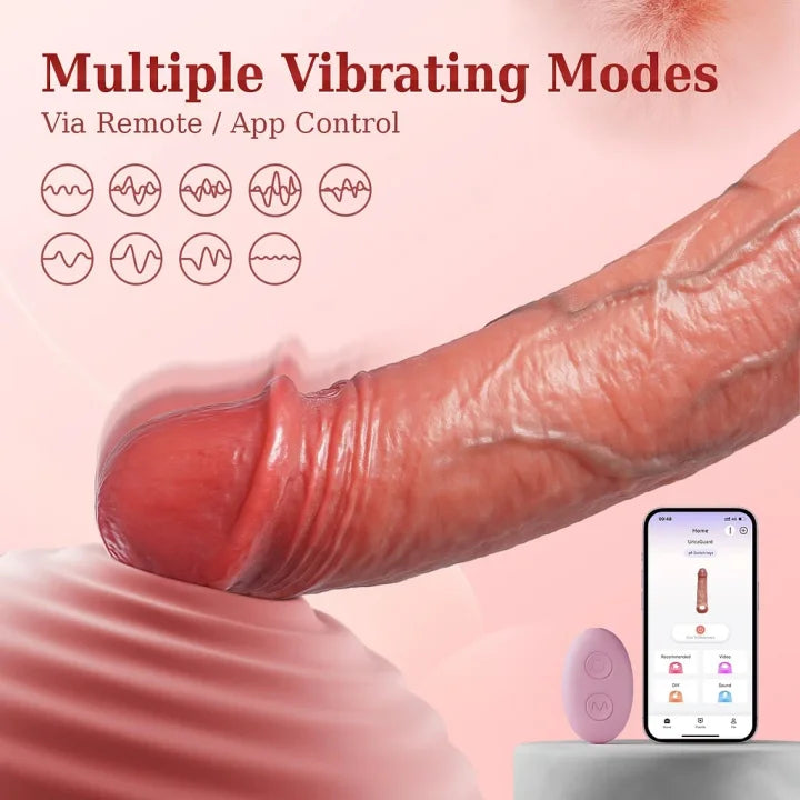 7.9 IN Penis Extender Sleeve with Cock Ring, App Remote Controlled 9 Mode Vibrating, Thrusting & Heating Sex Toy