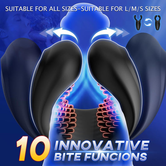 Male Masturbator Penis Training Vibrator for Men - Penis Stimulation Mens Vibrating Toy with 10 Bite Modes, Glans Trainer Stimulator Cock Massager Male Stroker Sex Toys for Adult