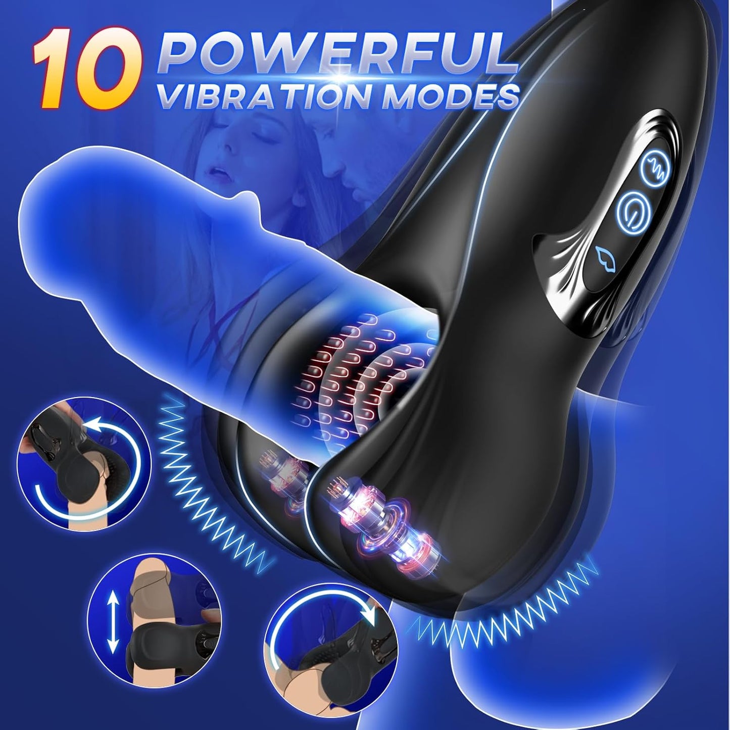 Male Masturbator Penis Training Vibrator for Men - Penis Stimulation Mens Vibrating Toy with 10 Bite Modes, Glans Trainer Stimulator Cock Massager Male Stroker Sex Toys for Adult