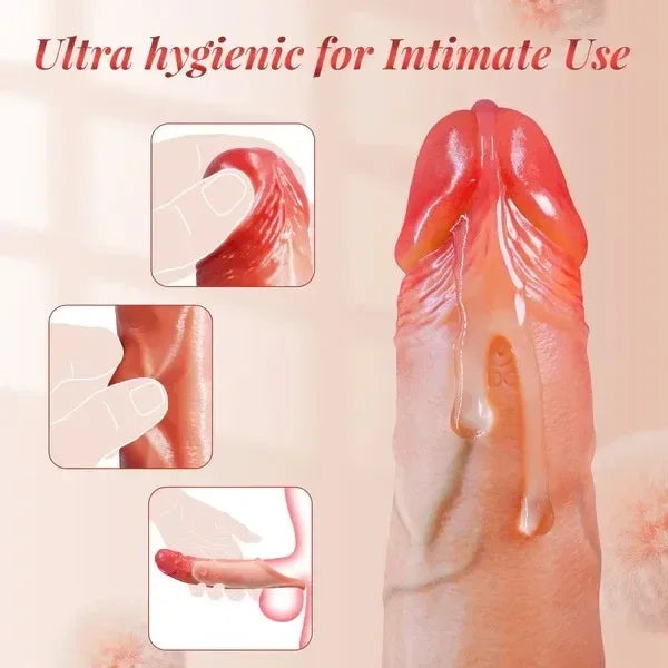 7.9 IN Penis Extender Sleeve with Cock Ring, App Remote Controlled 9 Mode Vibrating, Thrusting & Heating Sex Toy