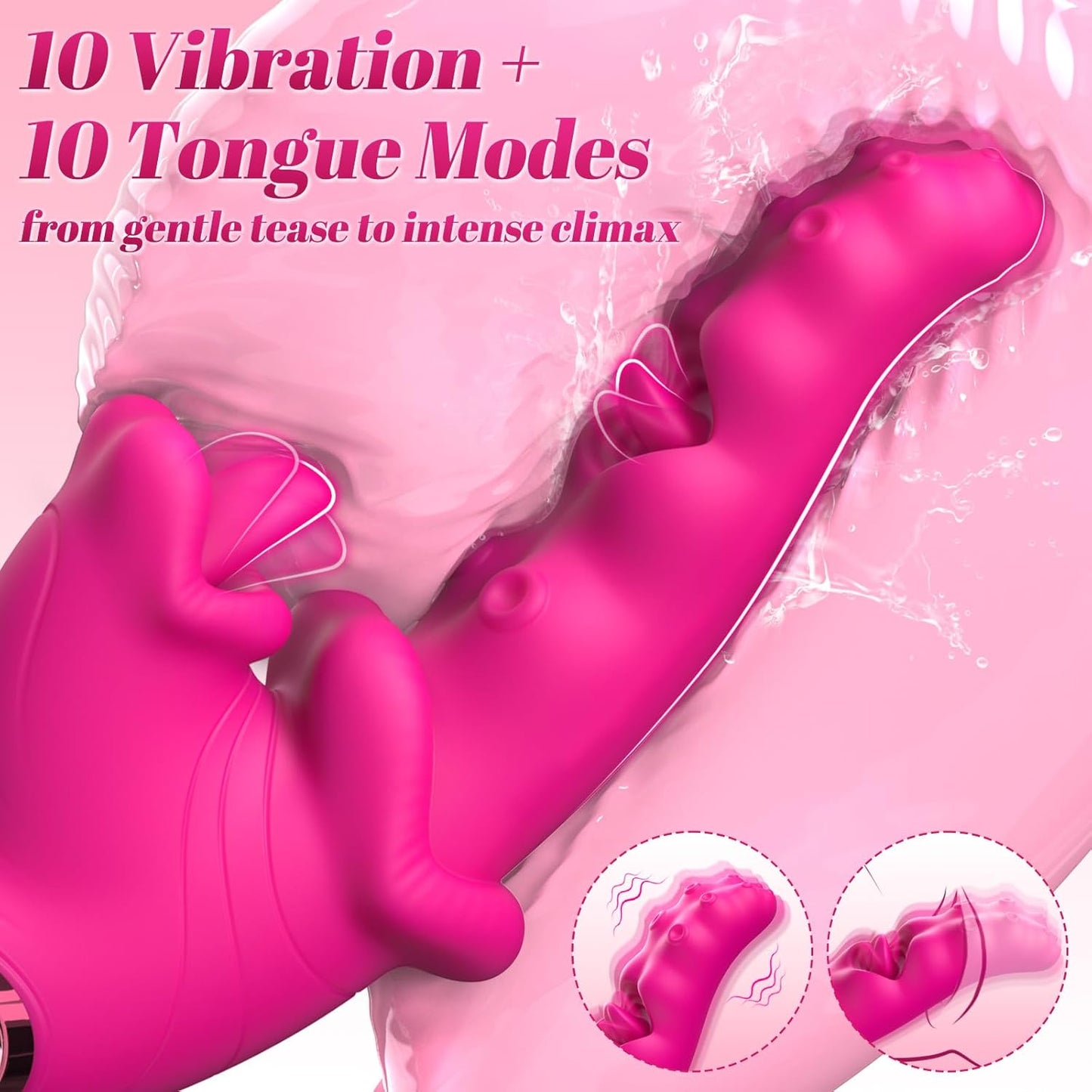 Rosered 3 in 1 Vibrator, G Spot Tongue Licking & Vibrating Massager