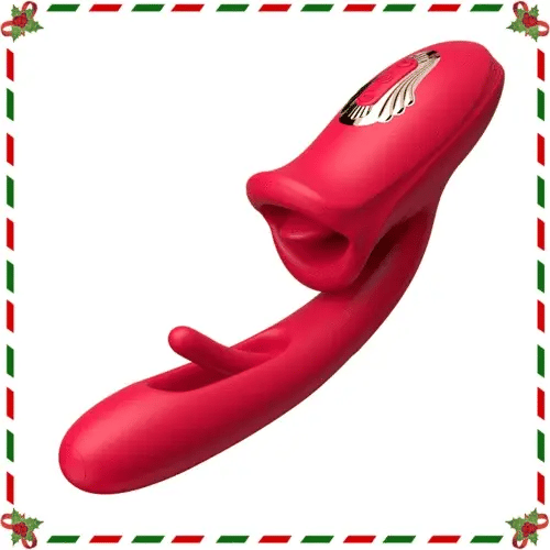 Mouth-Shaped Biting & Flapping Sucking G-Spot Vibrator Dildo