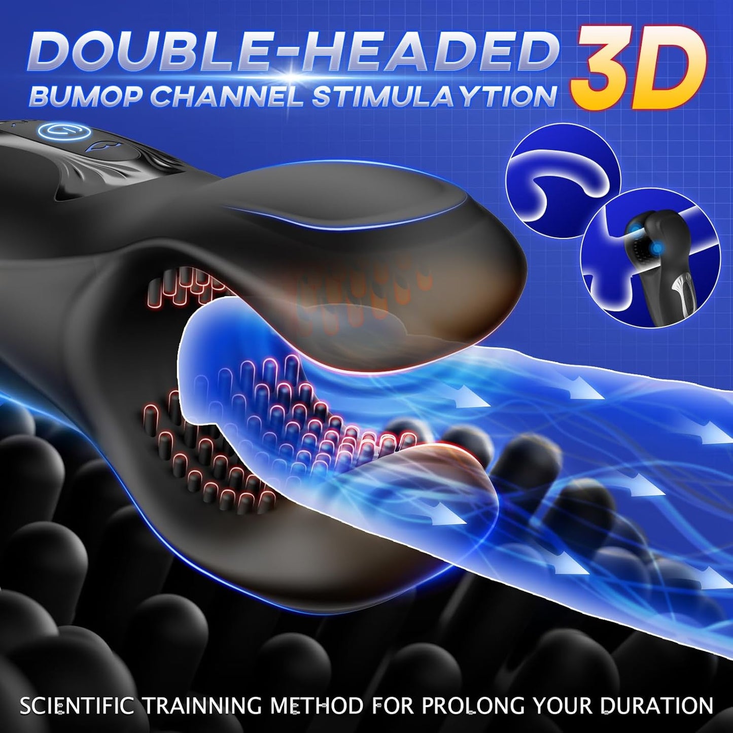 Male Masturbator Penis Training Vibrator for Men - Penis Stimulation Mens Vibrating Toy with 10 Bite Modes, Glans Trainer Stimulator Cock Massager Male Stroker Sex Toys for Adult