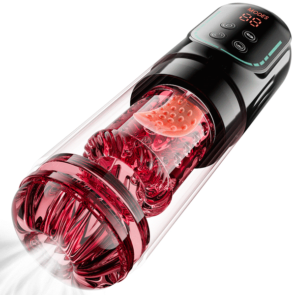 Penis Pump S002- Rechargetable Male Masturbator Stroker with 7 Sucking Thrusting Rotating & 7 Licking Modes