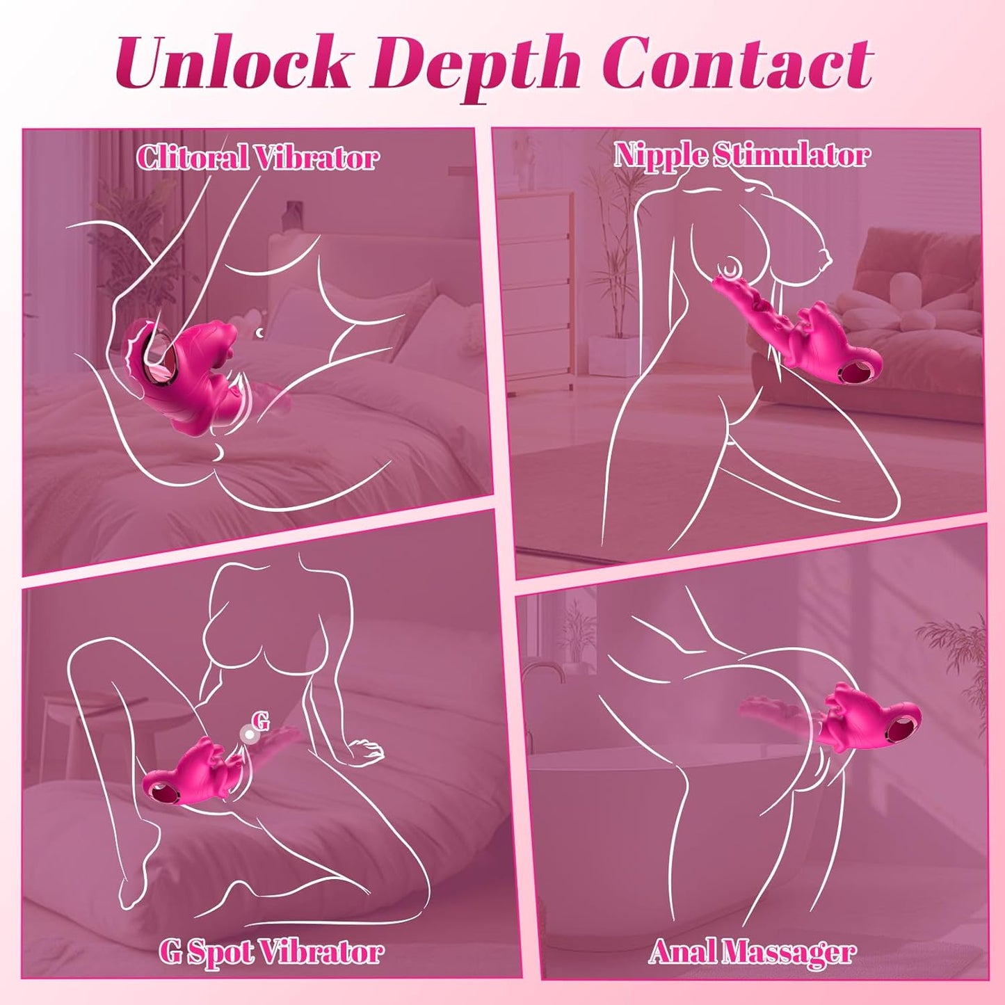 Rosered 3 in 1 Vibrator, G Spot Tongue Licking & Vibrating Massager