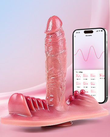 6.69 IN Women Sex Toy Riding Grinding Thrusting Dildo, APP Remote Control 6 in 1 Thrusting & Vibrating & Heating, Sit and Ride Strap on Dildo with Suction Cup