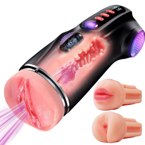 3 in 1 Male Masturbator Stroker with 9 Sucking Thrusting Rotating & 9 Licking Modes