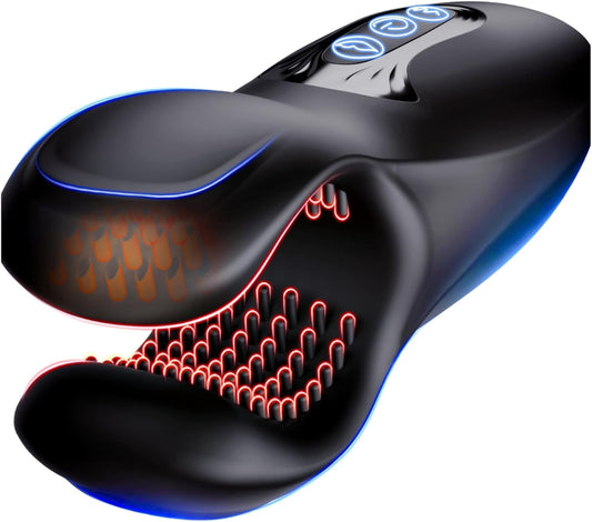 Male Masturbator Penis Training Vibrator for Men - Penis Stimulation Mens Vibrating Toy with 10 Bite Modes, Glans Trainer Stimulator Cock Massager Male Stroker Sex Toys for Adult