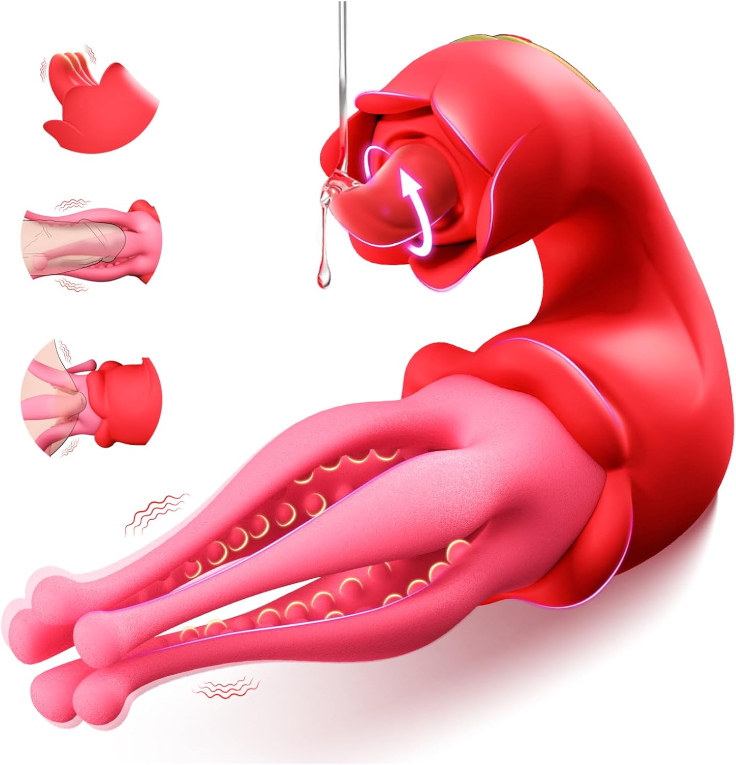 G Spot Vibrator 3 in 1 Thrusting Vibrator Nipple Clitoral Stimulator 7 Licking & Anal Vibrating Stimulator Dildo Pleasure Tool for Women Couples Games