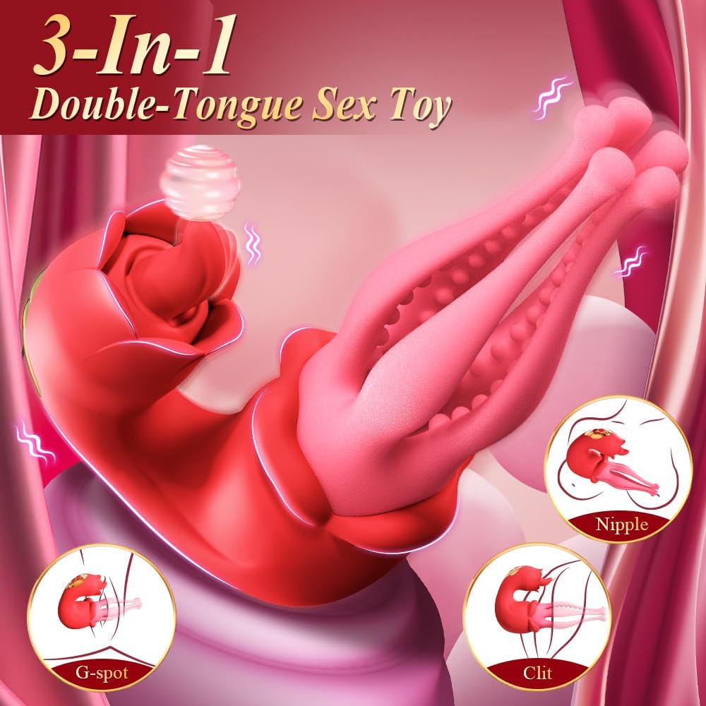 G Spot Vibrator 3 in 1 Thrusting Vibrator Nipple Clitoral Stimulator 7 Licking & Anal Vibrating Stimulator Dildo Pleasure Tool for Women Couples Games