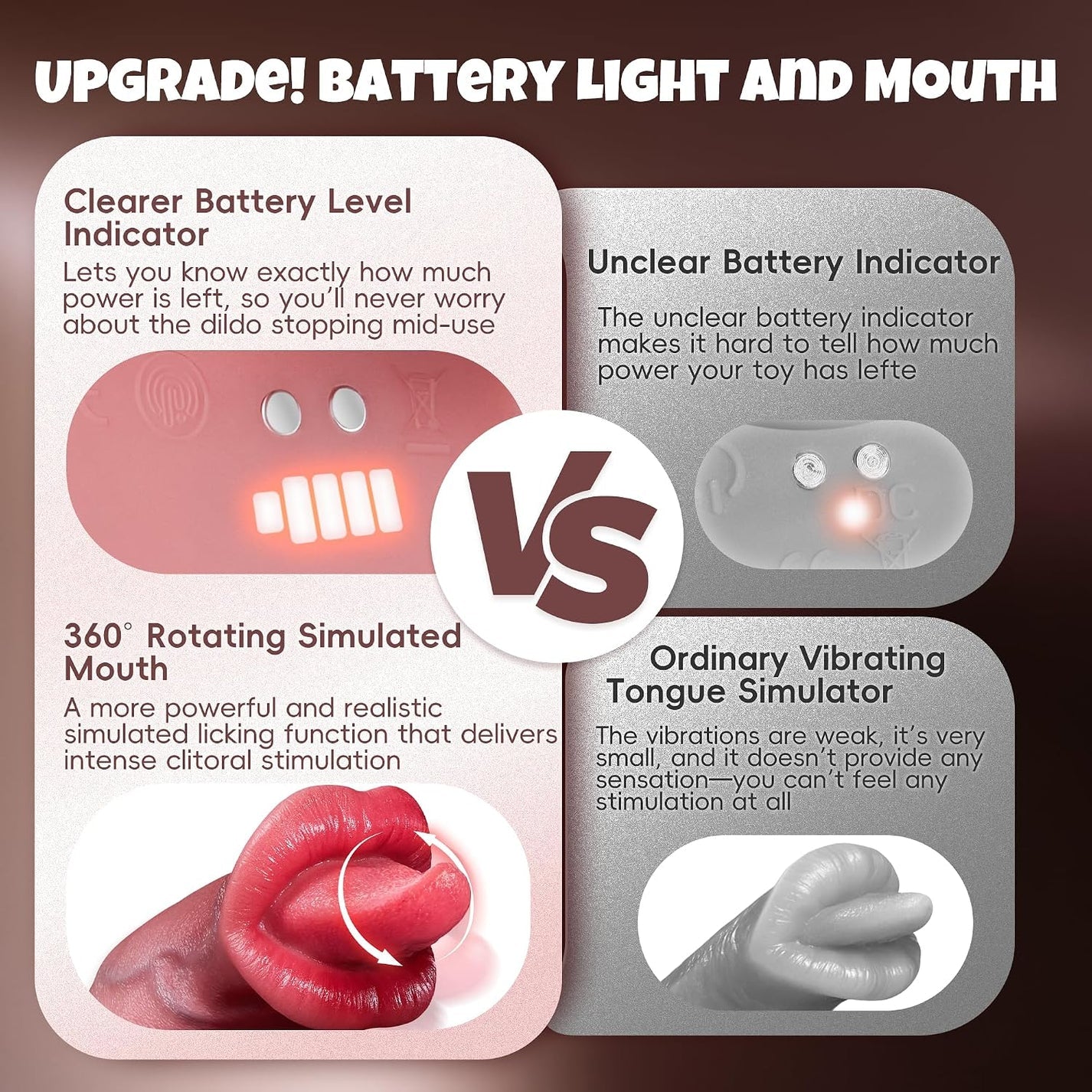 Tongue Tango US Only— 4-in-1 Licking Thrusting Vibrating Heating Dildo | 360° Rotating Tongue | Remote Control