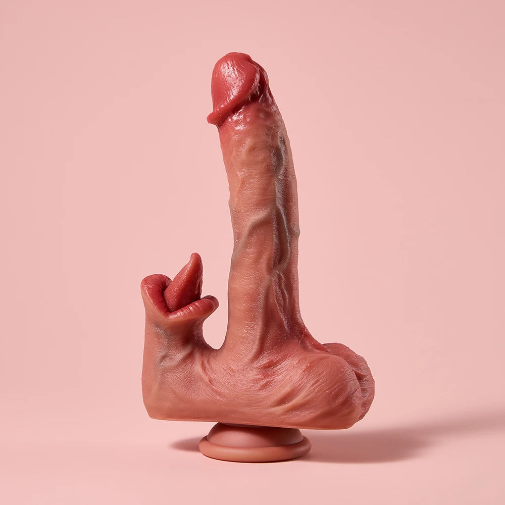 Tongue Tango US Only— 4-in-1 Licking Thrusting Vibrating Heating Dildo | 360° Rotating Tongue | Remote Control