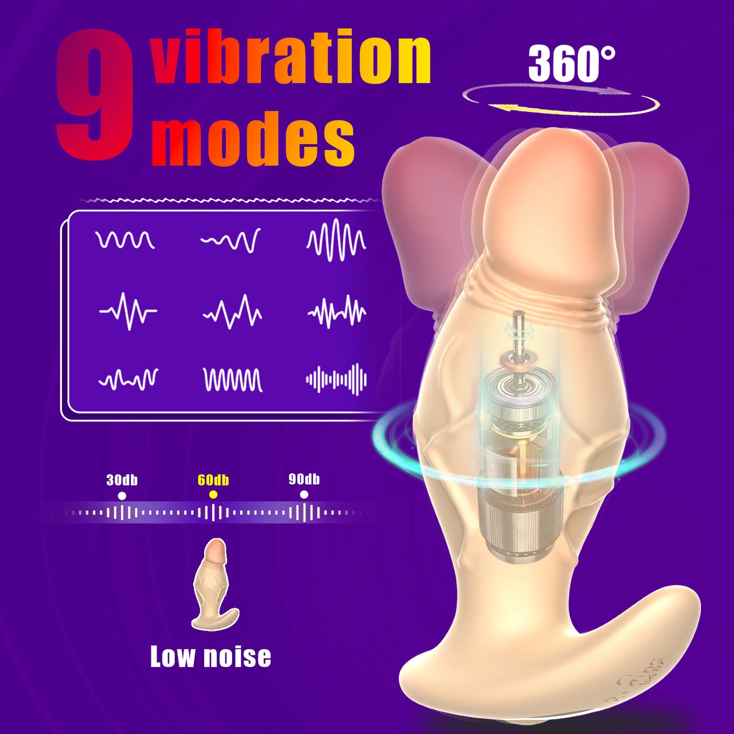 Levis - APP & Remote Control 360° Rotating Vibrating Butt Plug Anal Dildo for Men Women