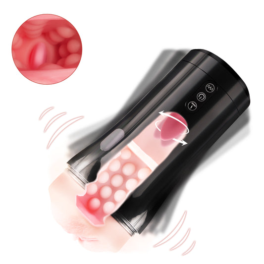Sharon - Rechargetable Male Masturbator Stroker, 10 Licking & Vibrating